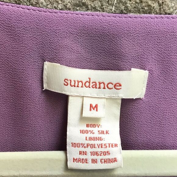 Sundance Floral 100% Silk Blouse stop Medium Amethyst Purple cottagecore - Picture 5 of 9